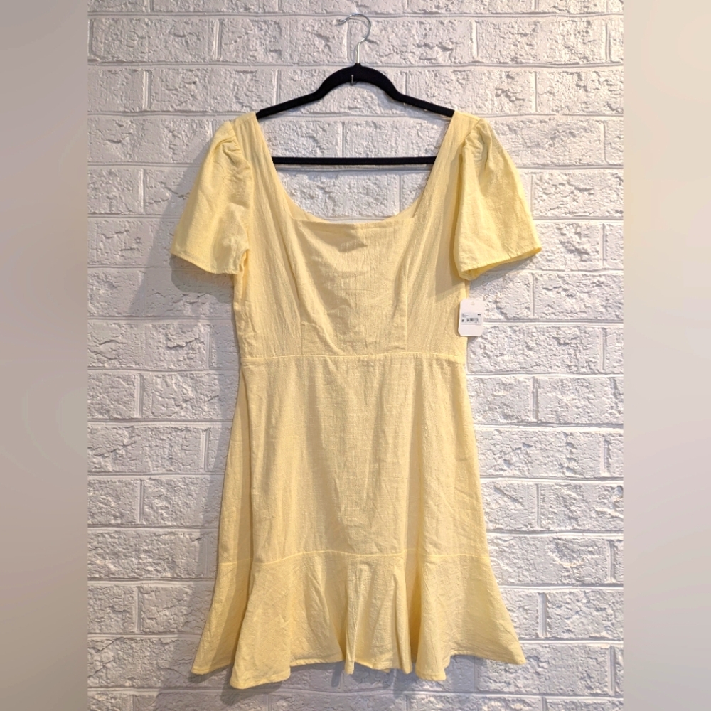 ALTAR'D STATE Elora Fit & Flare Yellow Mini Dress